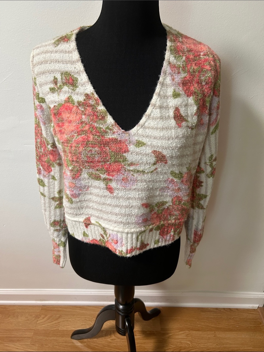 Free People Cropped V Neck Sweater